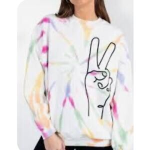 AMVI Collection Oversized Crew Sweatshirt - Peace Tie Dye ( Size S)